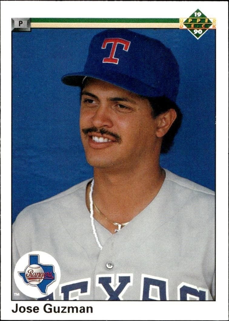 Jose Guzman 1990 Upper Deck #617 Baseball Trading Card - Front 1990 Upper Deck Jose Guzman #617 baseball trading card front
