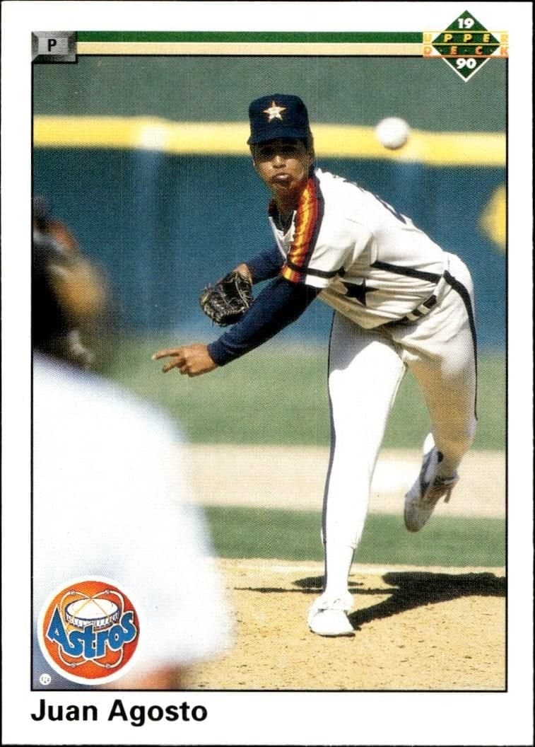 Juan Agosto 1990 Upper Deck #450 Baseball Trading Card - Front 1990 Upper Deck Juan Agosto #450 baseball trading card front