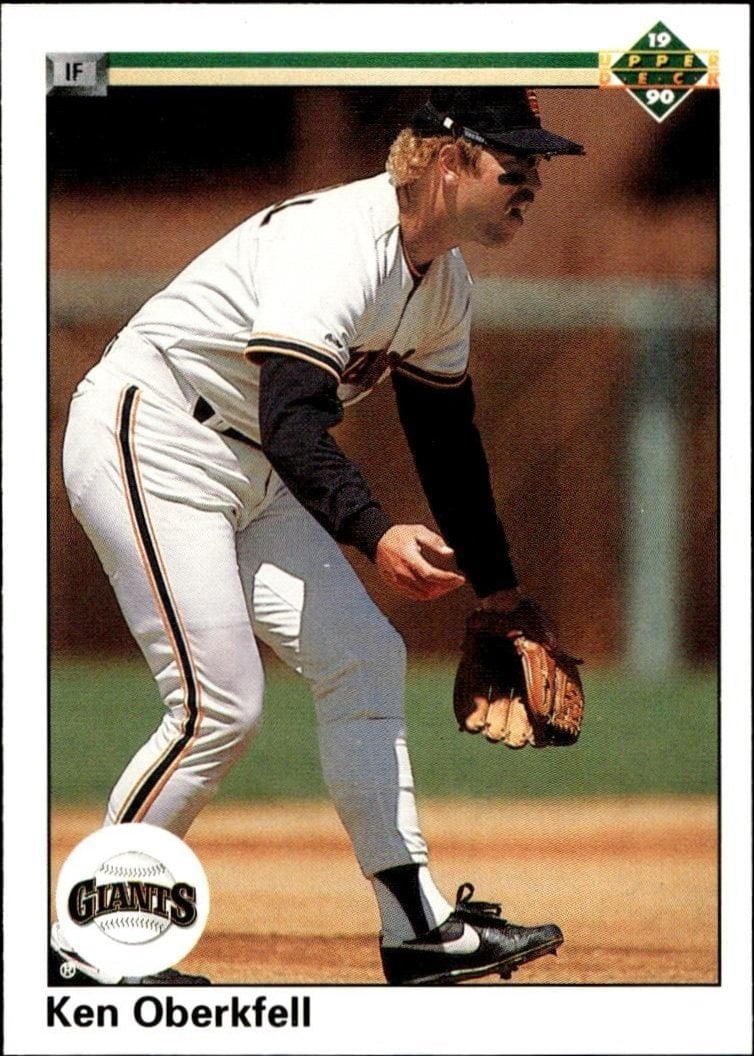 Ken Oberkfell 1990 Upper Deck #360 Baseball Trading Card - Front 1990 Upper Deck Ken Oberkfell #360 baseball trading card front