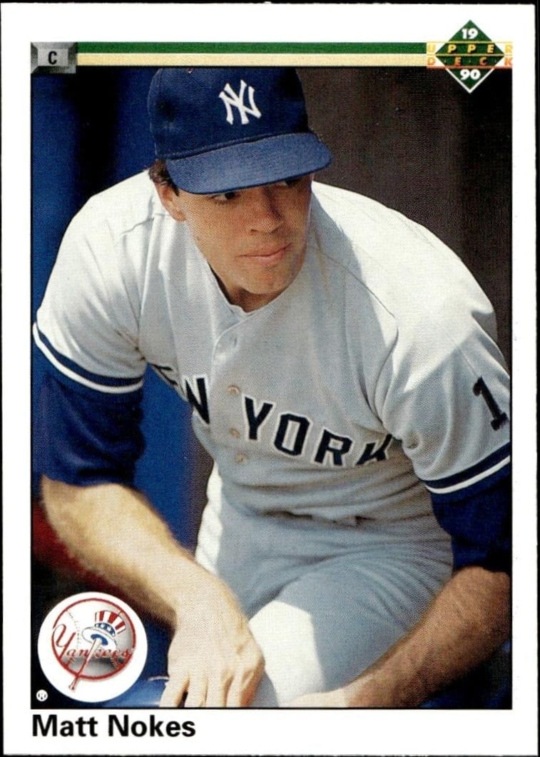 Matt Nokes 1990 Upper Deck #744 Baseball Trading Card - Front 1990 Upper Deck Matt Nokes #744 baseball trading card front