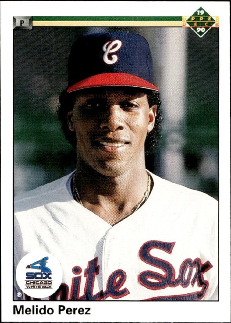 Melido Perez 1990 Upper Deck #525 Baseball Trading Card - Front 1990 Upper Deck Melido Perez #525 baseball trading card front