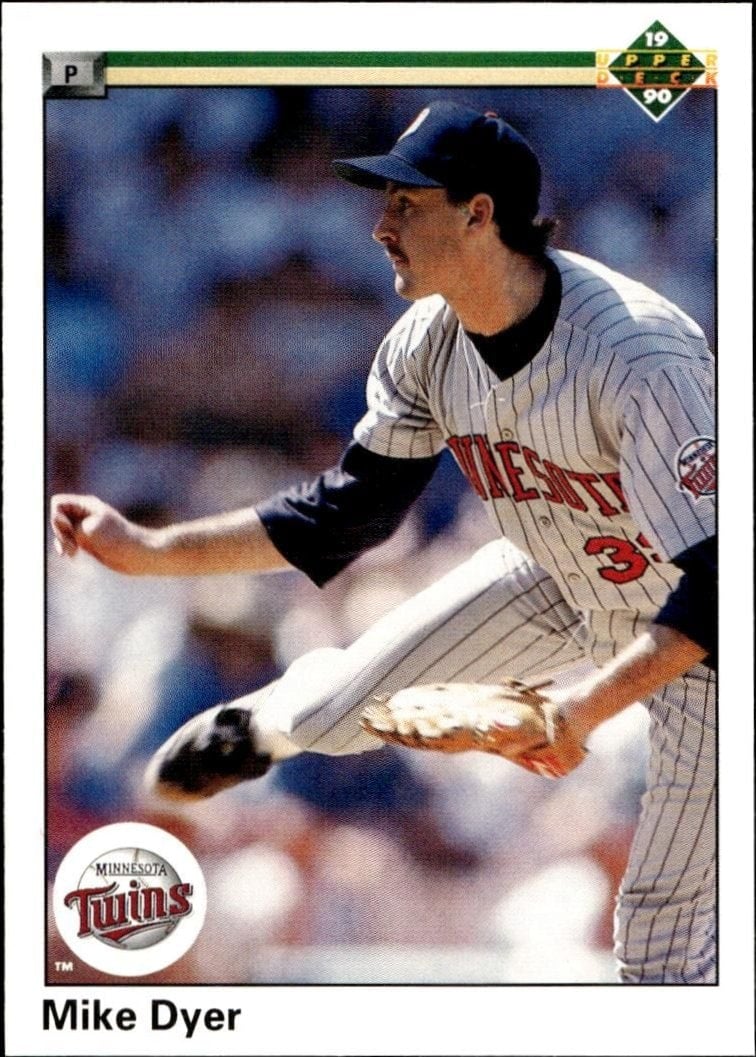 Mike Dyer 1990 Upper Deck #374 Baseball Trading Card - Front 1990 Upper Deck Mike Dyer #374 baseball trading card front