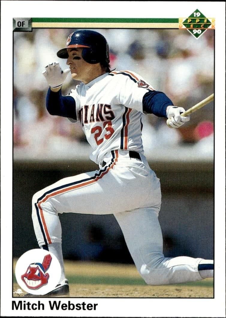Mitch Webster 1990 Upper Deck #730 Baseball Trading Card - Front 1990 Upper Deck Mitch Webster #730 baseball trading card front