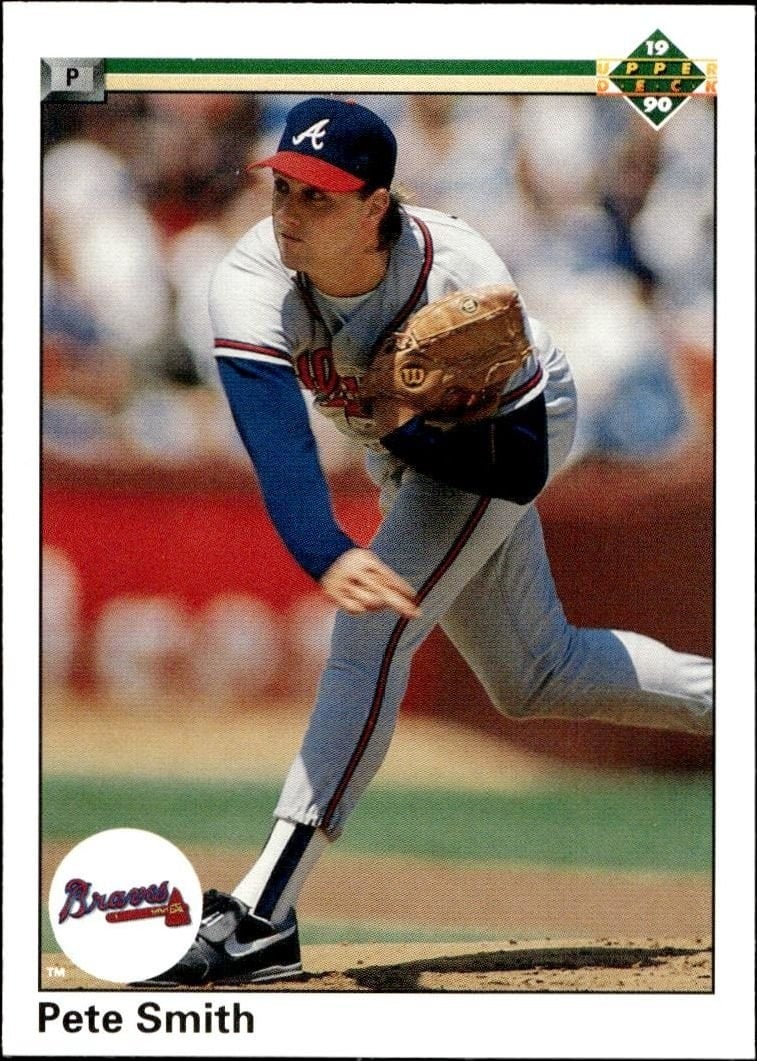 Pete Smith 1990 Upper Deck #613 Baseball Trading Card - Front 1990 Upper Deck Pete Smith #613 baseball trading card front