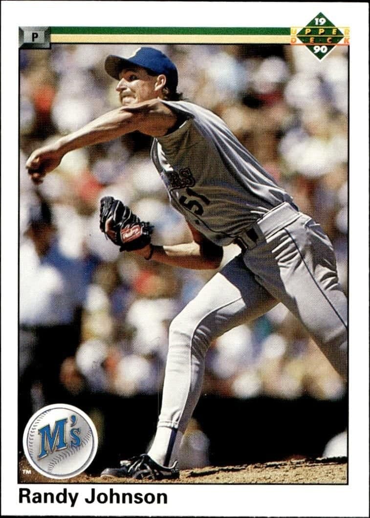 Randy Johnson 1990 Upper Deck #563 Baseball Trading Card - Front 1990 Upper Deck Randy Johnson #563 baseball trading card front