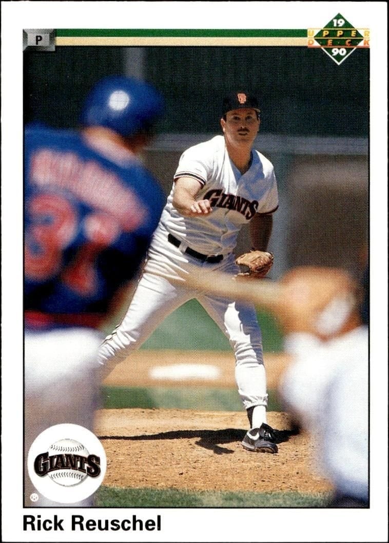 Rick Reuschel 1990 Upper Deck #696 Baseball Trading Card - Front 1990 Upper Deck Rick Reuschel #696 baseball trading card front