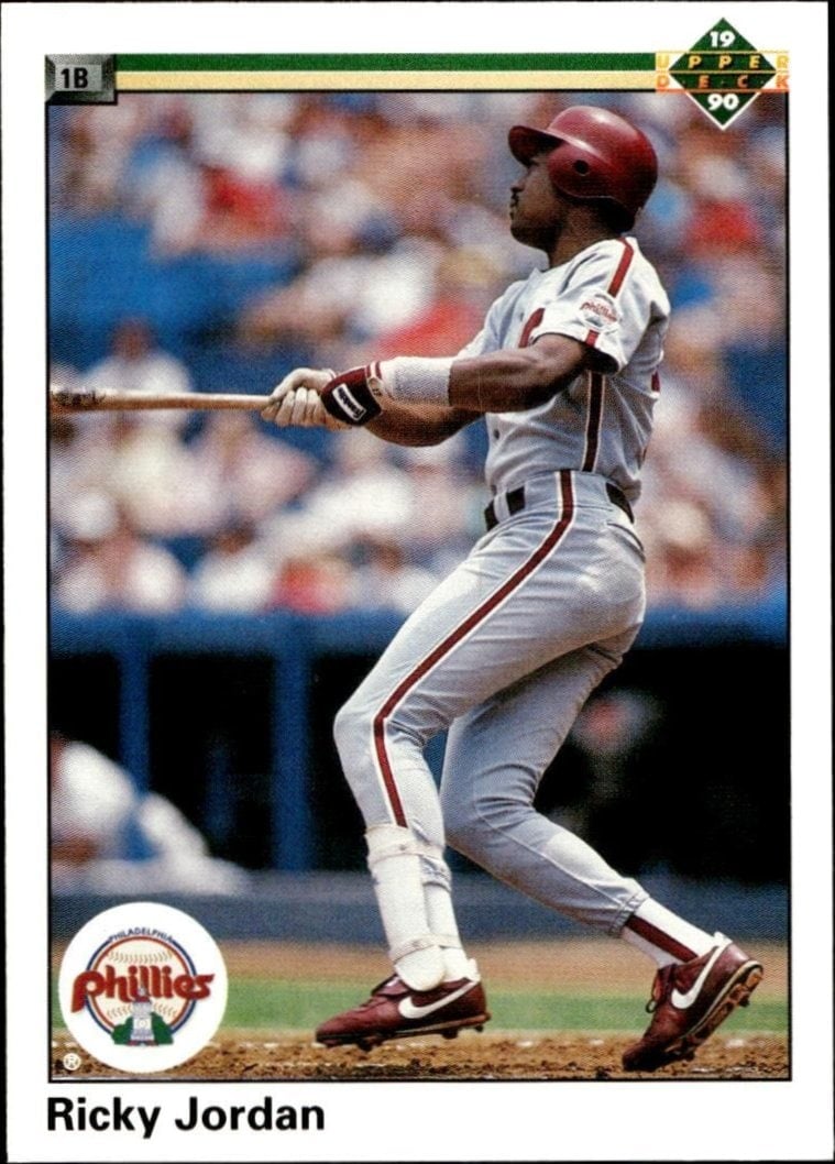Ricky Jordan 1990 Upper Deck #576 Baseball Trading Card - Front 1990 Upper Deck Ricky Jordan #576 baseball trading card front