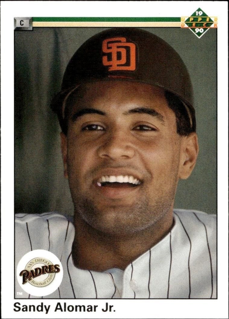 Sandy Alomar, Jr. 1990 Upper Deck #655 Baseball Trading Card - Front 1990 Upper Deck Sandy Alomar, Jr. #655 baseball trading card front