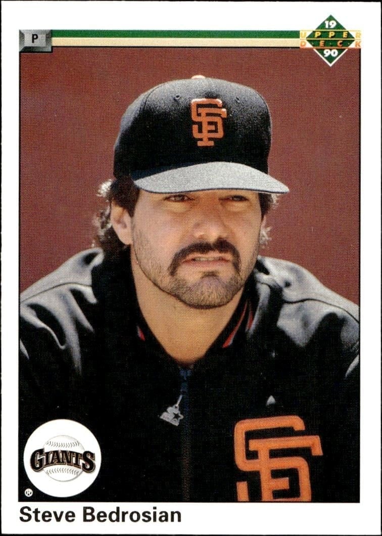 Steve Bedrosian 1990 Upper Deck #618 Baseball Trading Card - Front 1990 Upper Deck Steve Bedrosian #618 baseball trading card front