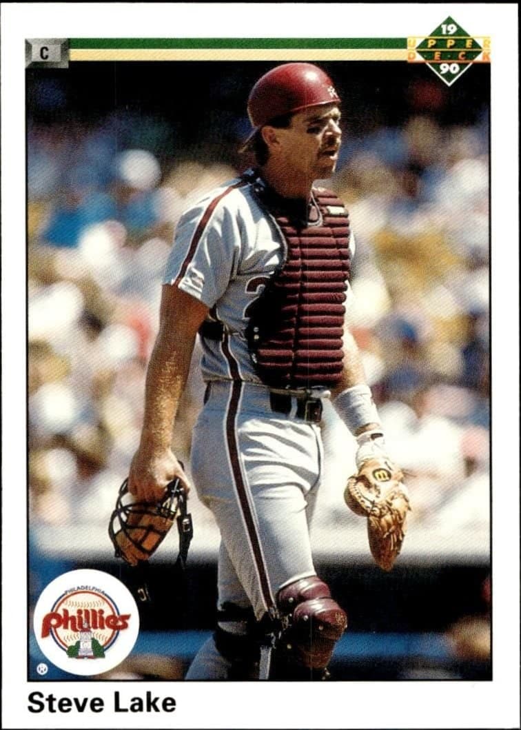 Steve Lake 1990 Upper Deck #491 Baseball Trading Card - Front 1990 Upper Deck Steve Lake #491 baseball trading card front