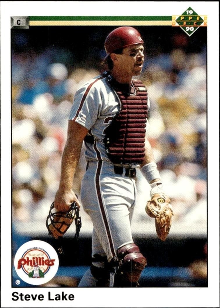 Steve Lake 1990 Upper Deck #491 Baseball Trading Card - Front 1990 Upper Deck Steve Lake #491 baseball trading card front