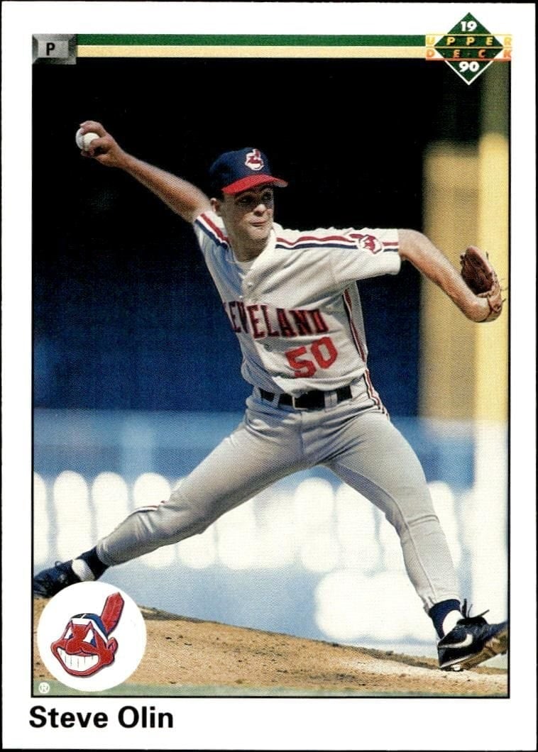 Steve Olin 1990 Upper Deck #553 Baseball Trading Card - Front 1990 Upper Deck Steve Olin #553 baseball trading card front