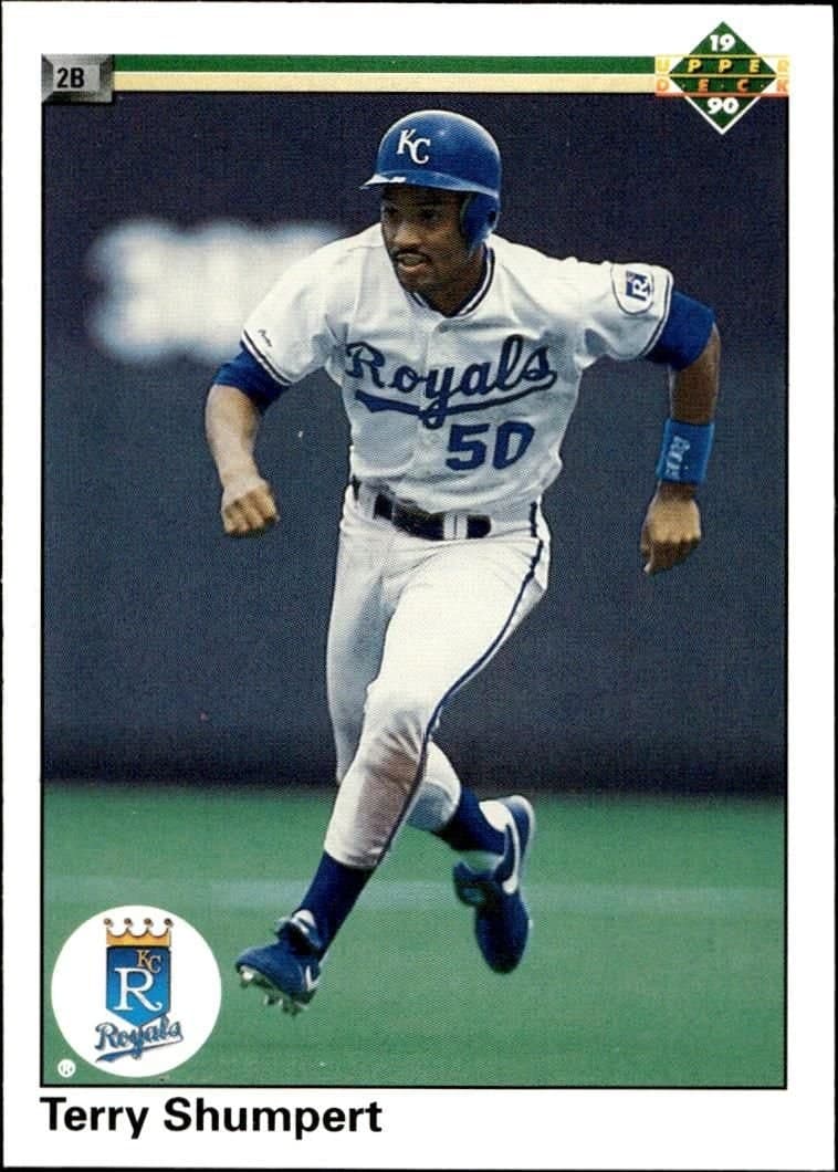 Terry Shumpert 1990 Upper Deck #733 Baseball Trading Card - Front 1990 Upper Deck Terry Shumpert #733 baseball trading card front