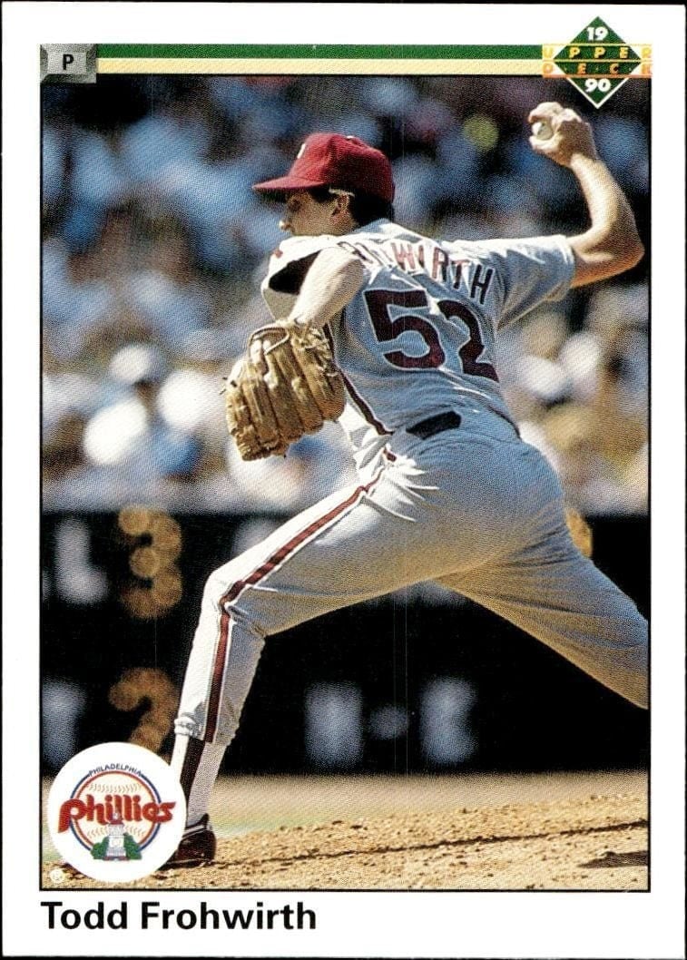 Todd Frohwirth 1990 Upper Deck #443 Baseball Trading Card - Front 1990 Upper Deck Todd Frohwirth #443 baseball trading card front