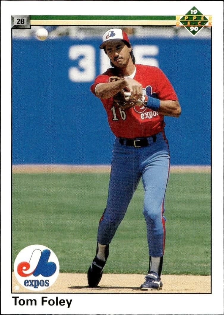 Tom Foley 1990 Upper Deck #489 Baseball Trading Card - Front 1990 Upper Deck Tom Foley #489 baseball trading card front
