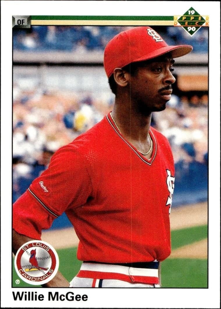 Willie McGee 1990 Upper Deck #505 Baseball Trading Card - Front 1990 Upper Deck Willie McGee #505 baseball trading card front