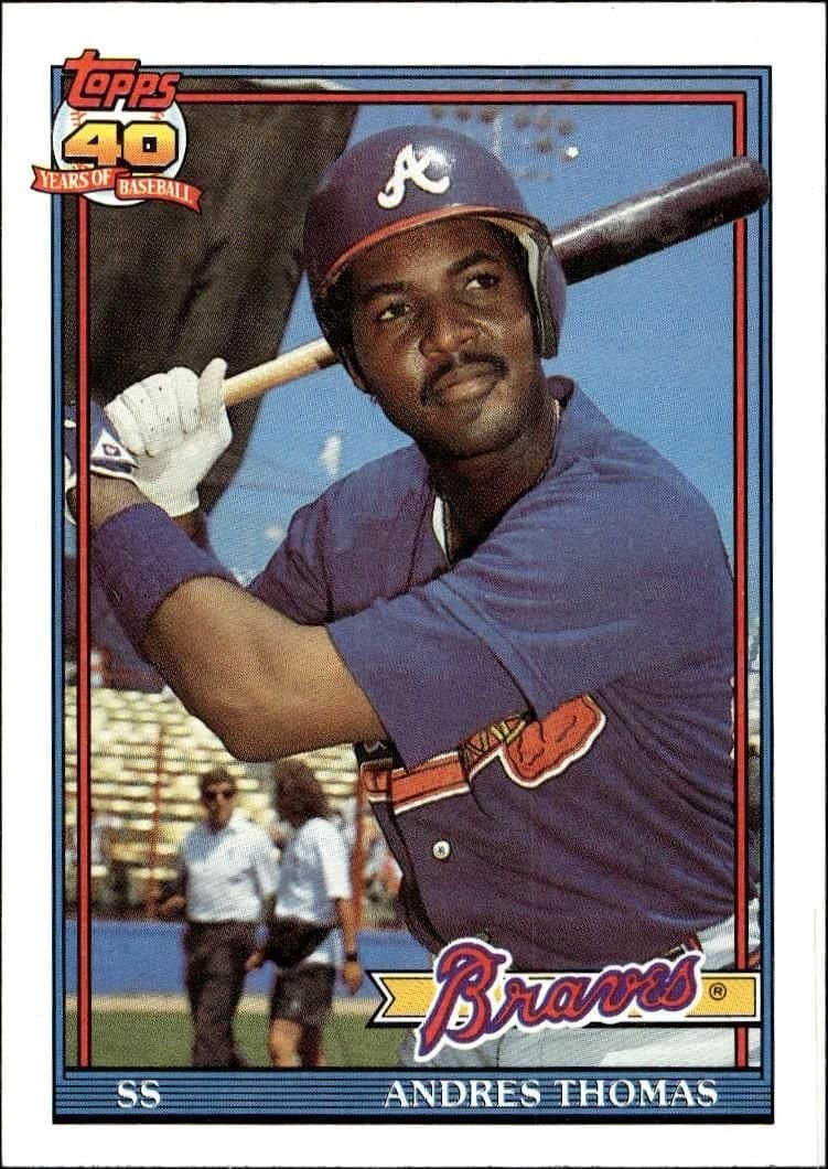 Andres Thomas 1991 Topps #111 Baseball Trading Card - Front 1991 Topps Andres Thomas #111 baseball trading card front