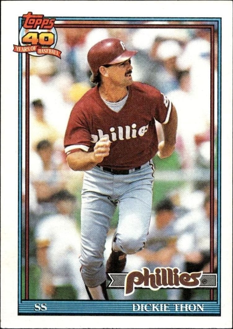 Dickie Thon 1991 Topps #439 Baseball Trading Card - Front 1991 Topps Dickie Thon #439 baseball trading card front