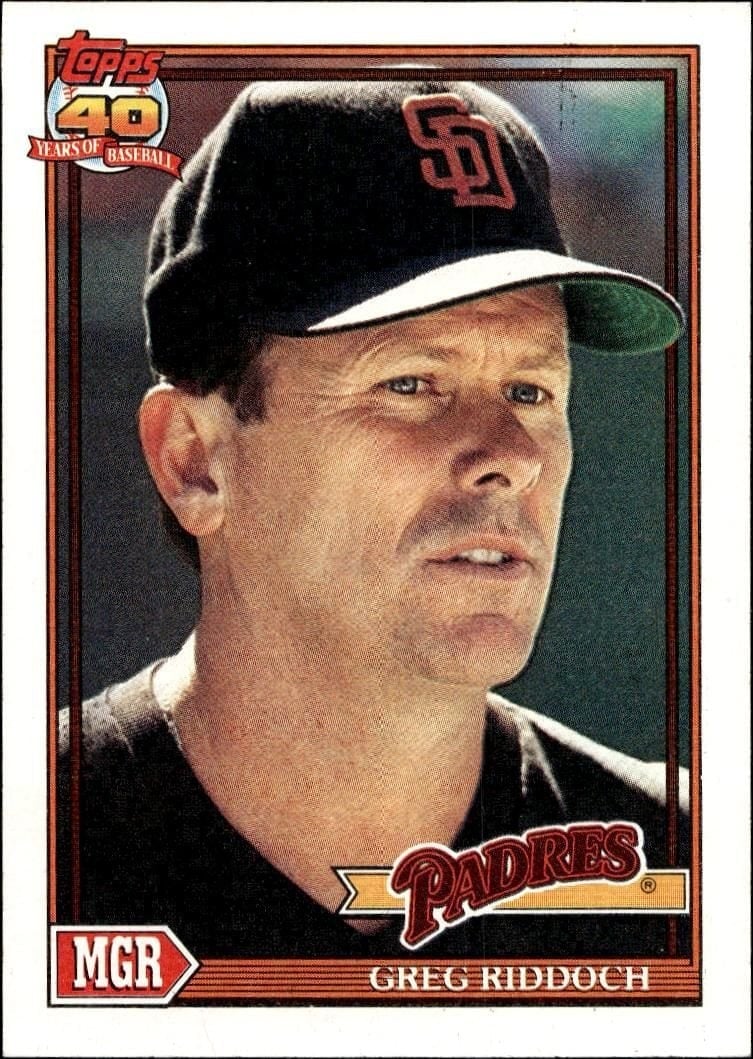 Greg Riddoch 1991 Topps #109 Baseball Trading Card - Front 1991 Topps Greg Riddoch #109 baseball trading card front
