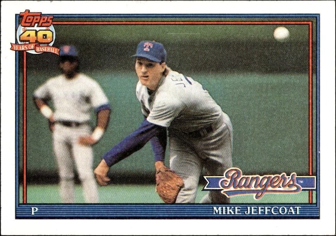 Mike Jeffcoat 1991 Topps #244 Baseball Trading Card - Front 1991 Topps Mike Jeffcoat #244 baseball trading card front