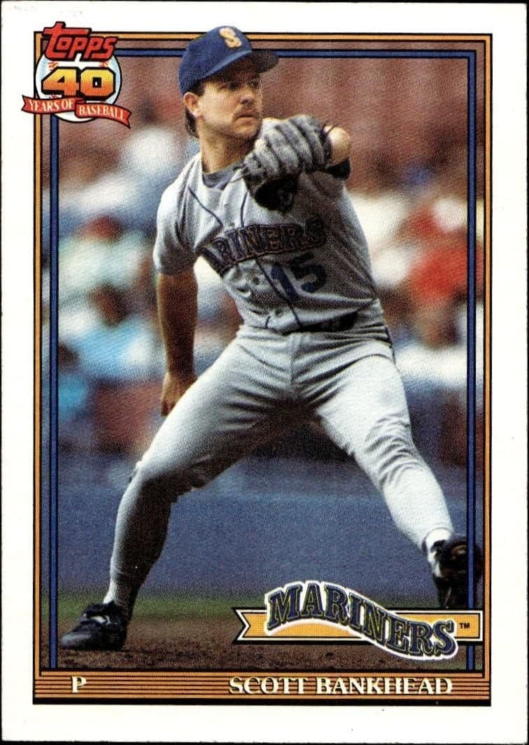 Scott Bankhead 1991 Topps #436 Baseball Trading Card - Front 1991 Topps Scott Bankhead #436 baseball trading card front