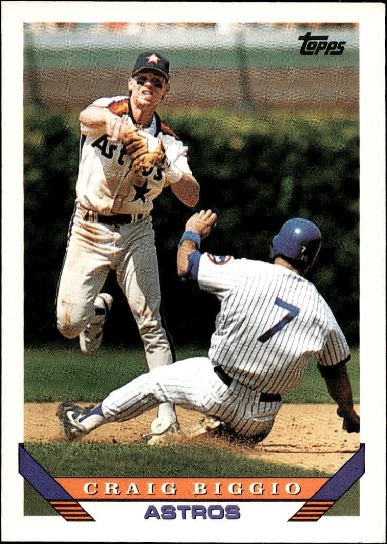Craig Biggio 1993 Topps Series 2 #680 Baseball Trading Card - Front 1993 Topps Series 2 Craig Biggio #680 baseball trading card front