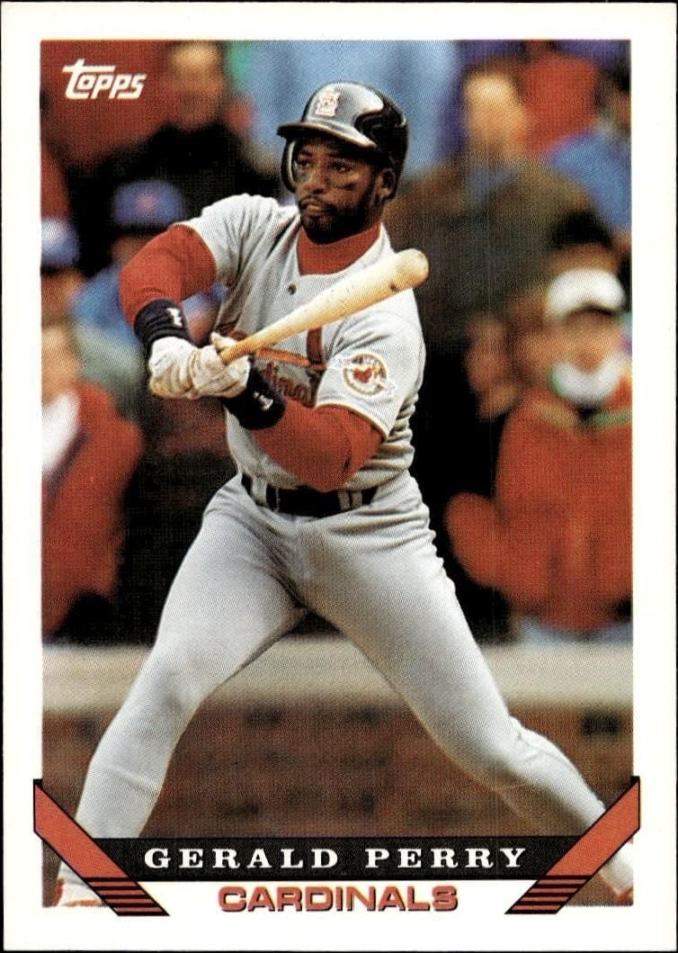 Gerald Perry 1993 Topps Series 2 #597 Baseball Trading Card - Front 1993 Topps Series 2 Gerald Perry #597 baseball trading card front