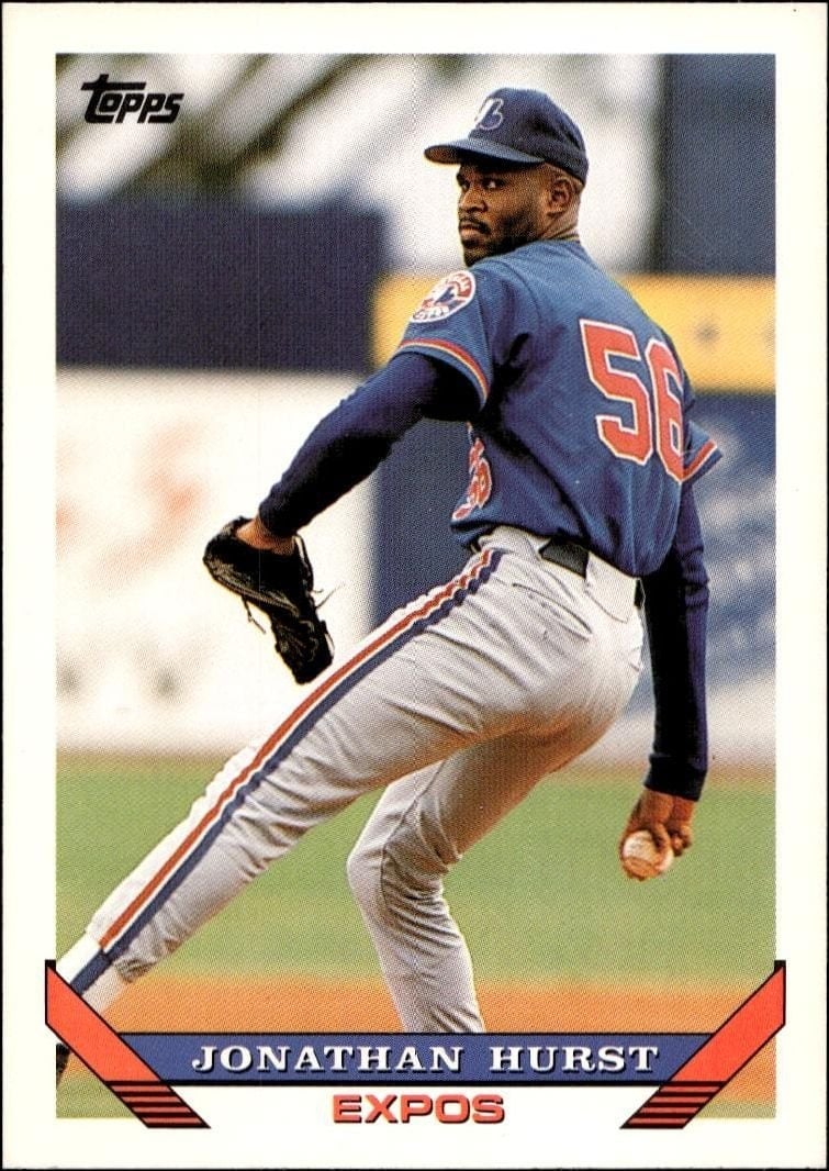 Jonathan Hurst 1993 Topps Series 2 #727 Baseball Trading Card - Front 1993 Topps Series 2 Jonathan Hurst #727 baseball trading card front