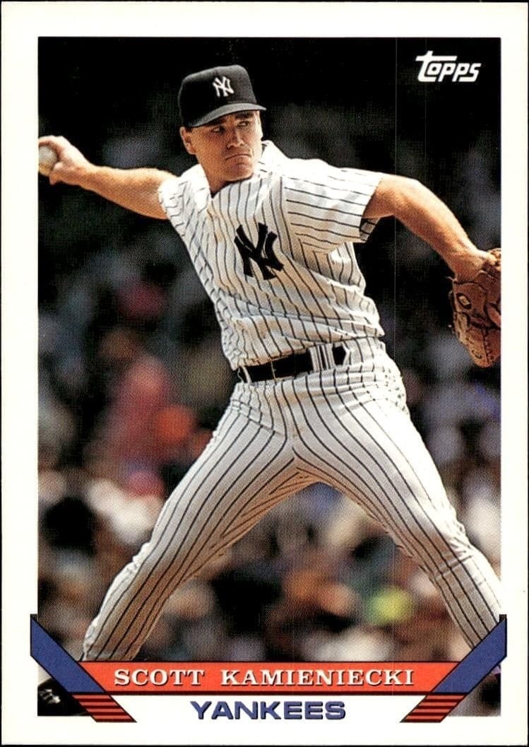 Scott Kamieniecki 1993 Topps Series 2 #749 Baseball Trading Card - Front 1993 Topps Series 2 Scott Kamieniecki #749 baseball trading card front