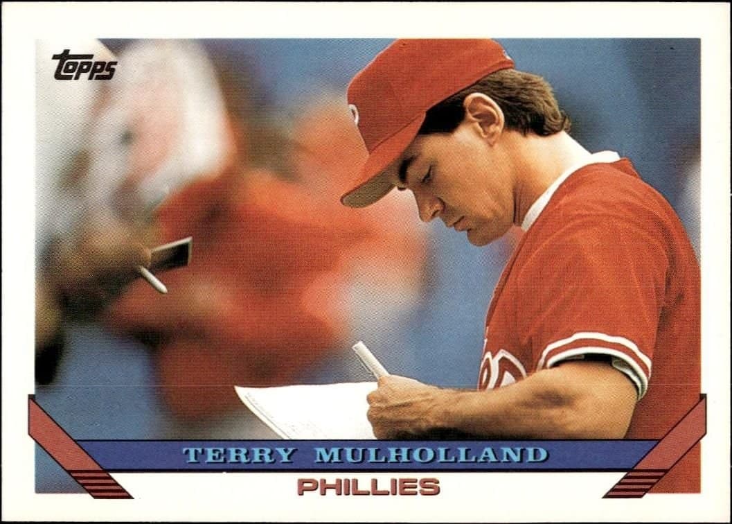 Terry Mulholland 1993 Topps Series 2 #555 Baseball Trading Card - Front 1993 Topps Series 2 Terry Mulholland #555 baseball trading card front