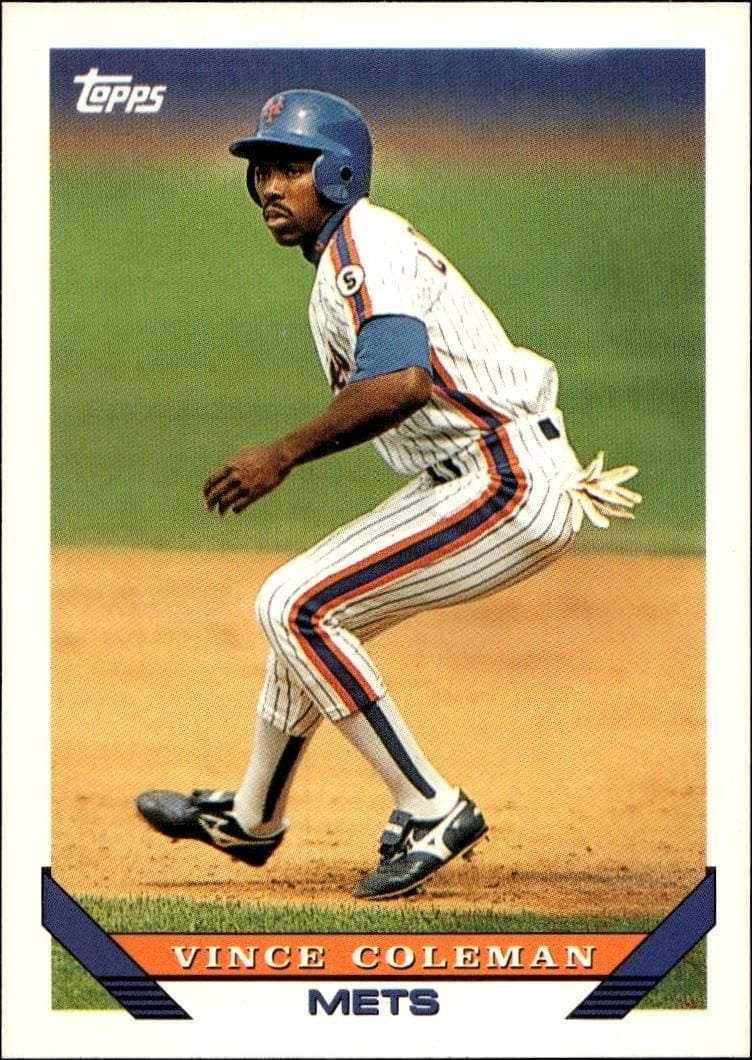 Vince Coleman 1993 Topps Series 2 #765 Baseball Trading Card - Front 1993 Topps Series 2 Vince Coleman #765 baseball trading card front