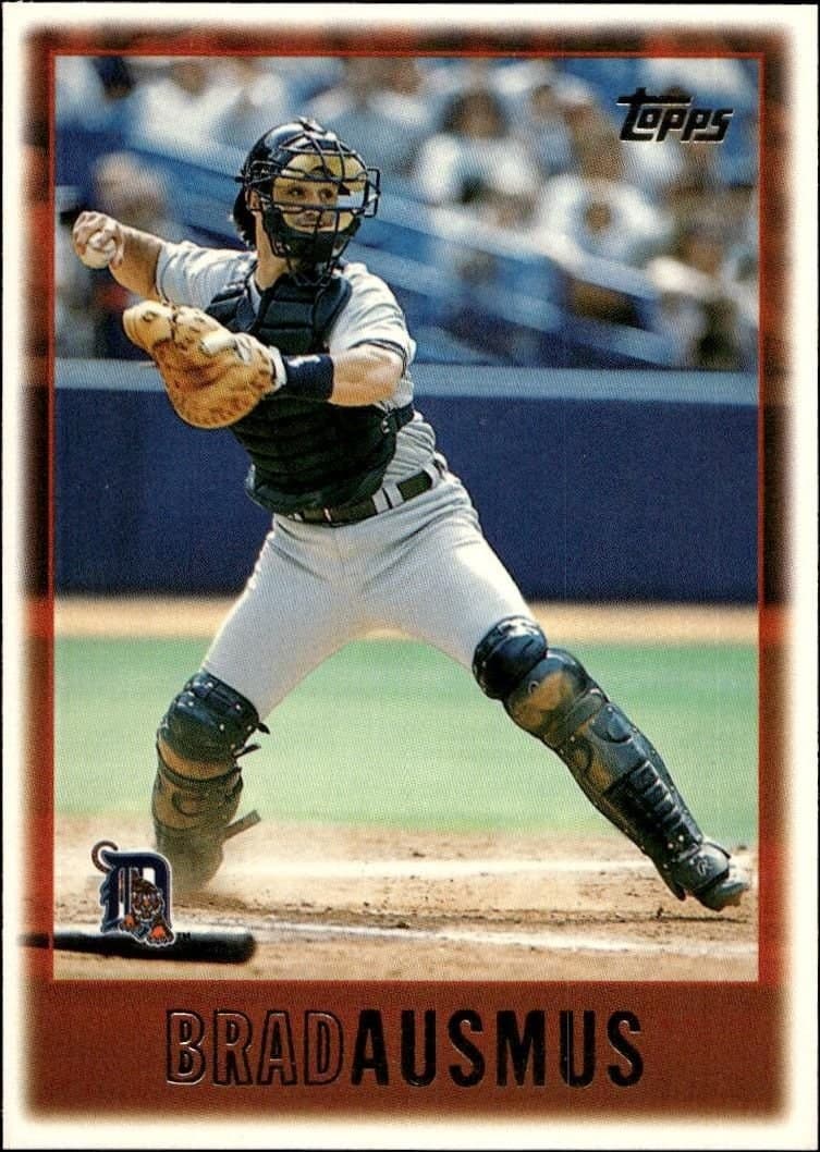 Brad Ausmus 1997 Topps Series 2 #402 Baseball Trading Card - Front 1997 Topps Series 2 Brad Ausmus #402 baseball trading card front