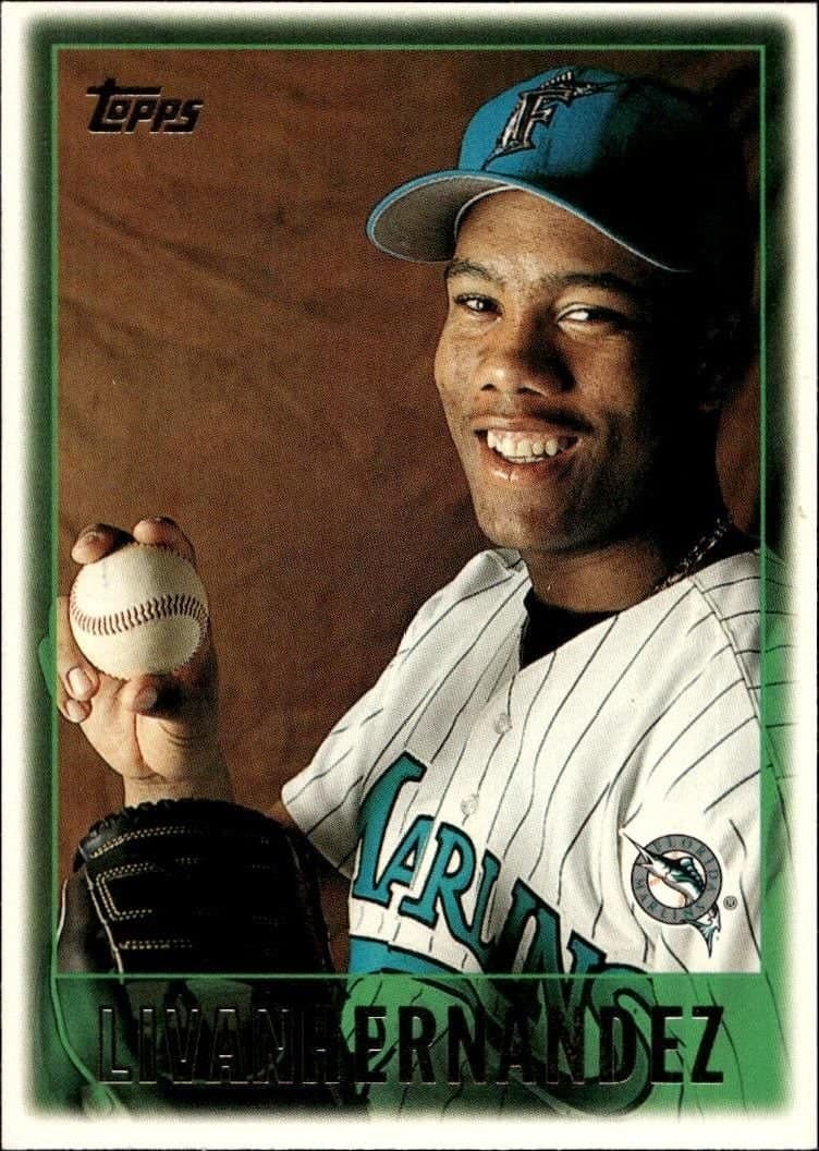 Livan Hernandez 1997 Topps Series 2 #382 Baseball Trading Card - Front 1997 Topps Series 2 Livan Hernandez #382 baseball trading card front