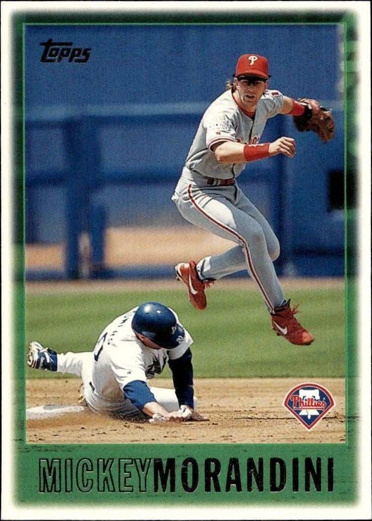 Mickey Morandini 1997 Topps #64 Baseball Trading Card - Front 1997 Topps Mickey Morandini #64 baseball trading card front