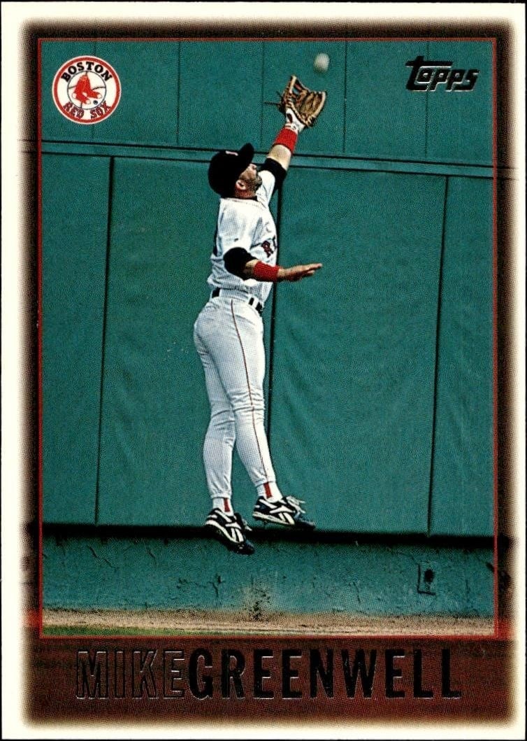 Mike Greenwell 1997 Topps #123 Baseball Trading Card - Front 1997 Topps Mike Greenwell #123 baseball trading card front