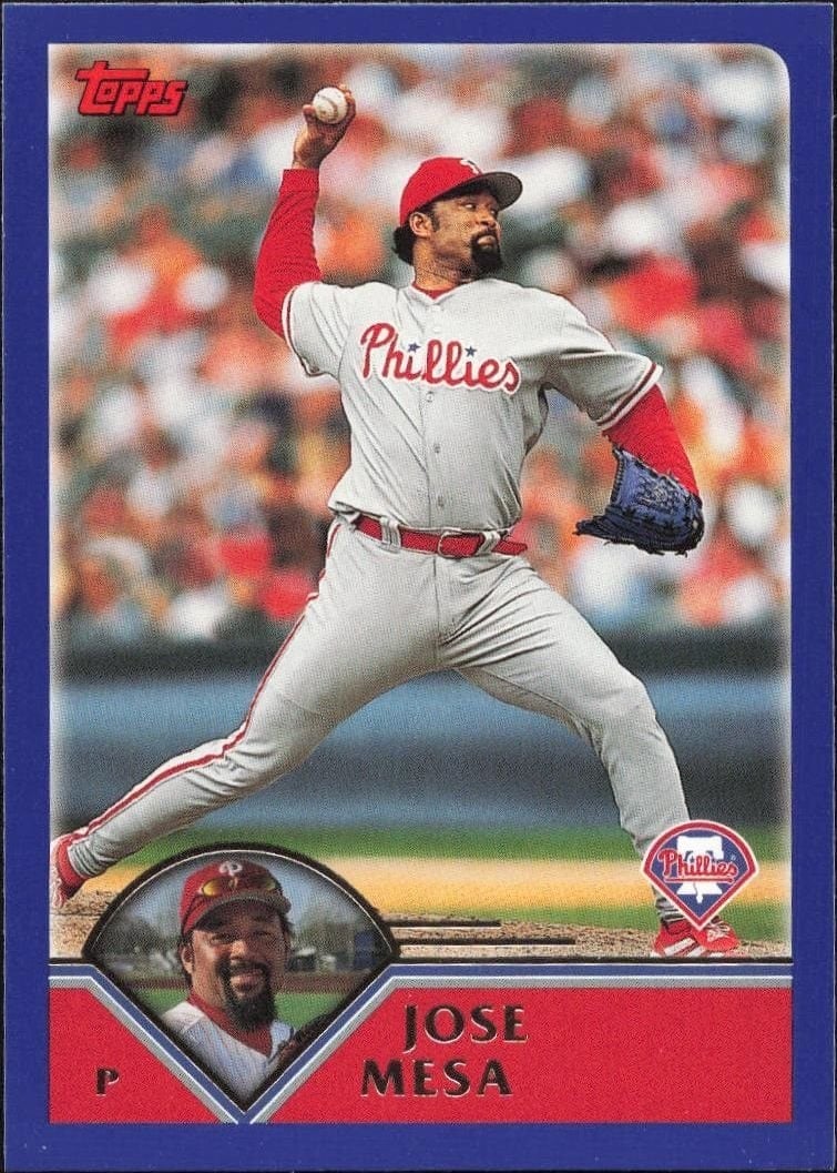 Jose Mesa 2003 Topps #165 Baseball Trading Card - Front 2003 Topps Jose Mesa #165 baseball trading card front