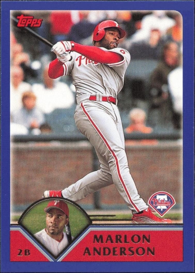 Marlon Anderson 2003 Topps #155 Baseball Trading Card - Front 2003 Topps Marlon Anderson #155 baseball trading card front
