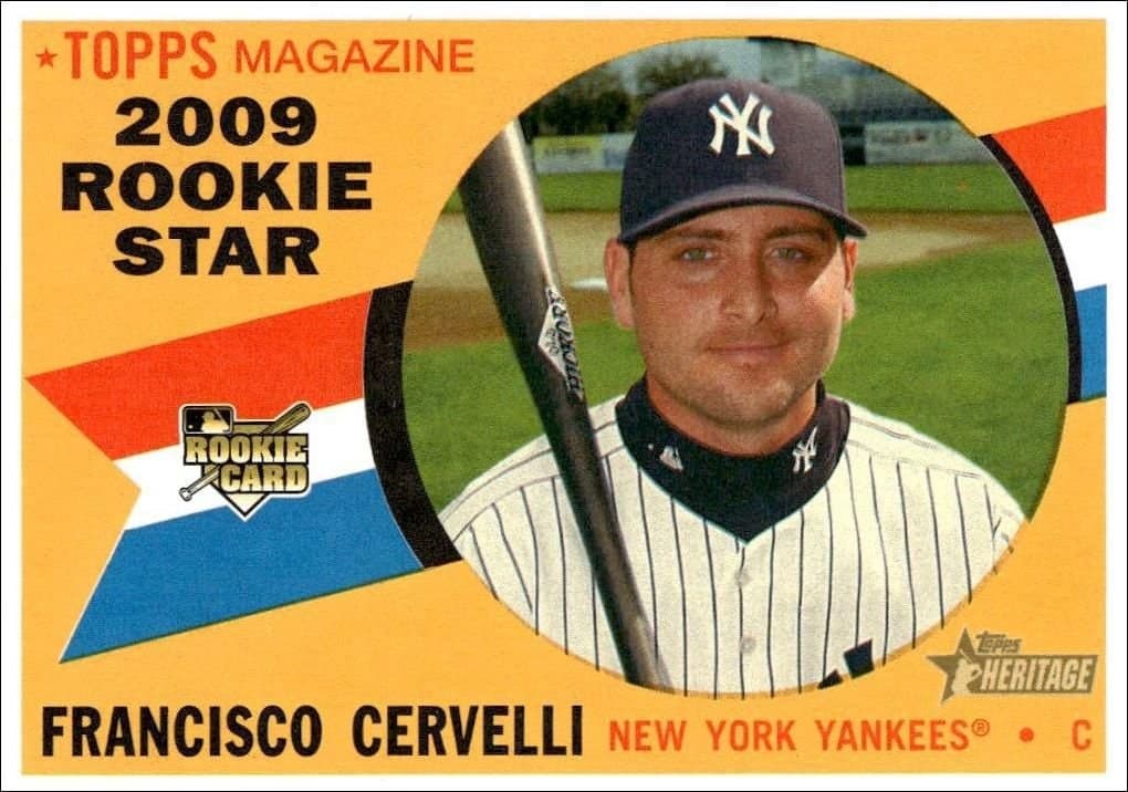 Francisco Cervelli 2009 Topps Heritage #571 Baseball Trading Card - Front 2009 Topps Heritage Francisco Cervelli #571 baseball trading card front