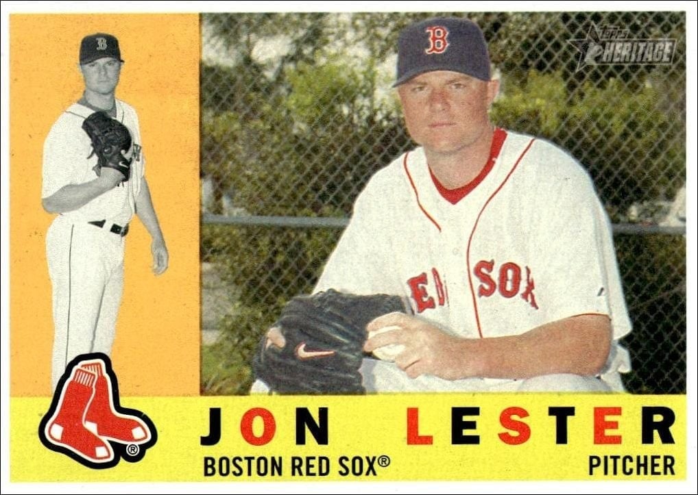 Jon Lester 2009 Topps Heritage #249 Baseball Trading Card - Front 2009 Topps Heritage Jon Lester #249 baseball trading card front
