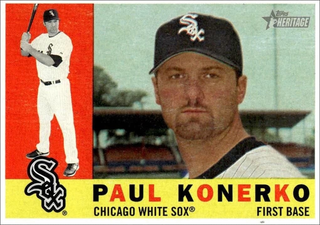 Paul Konerko 2009 Topps Heritage #25 Baseball Trading Card - Front 2009 Topps Heritage Paul Konerko #25 baseball trading card front