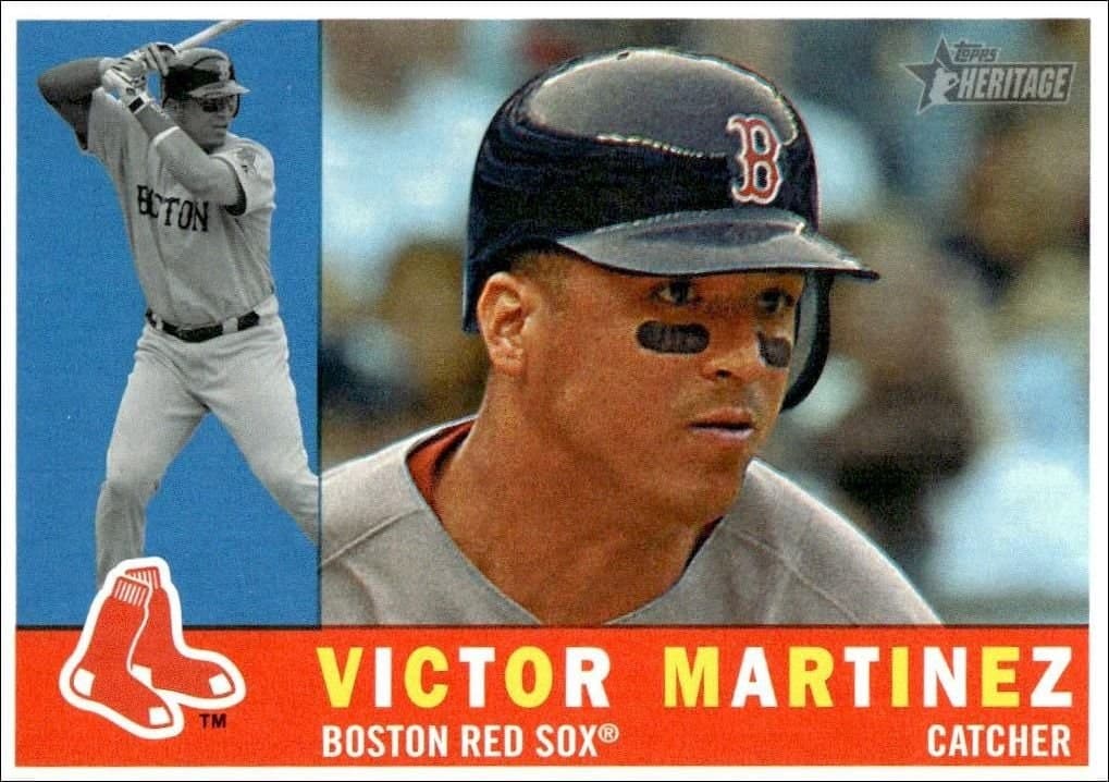 Victor Martinez 2009 Topps Heritage #611 Baseball Trading Card - Front 2009 Topps Heritage Victor Martinez #611 baseball trading card front