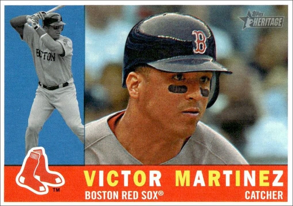 Victor Martinez 2009 Topps Heritage #611 Baseball Trading Card - Front 2009 Topps Heritage Victor Martinez #611 baseball trading card front