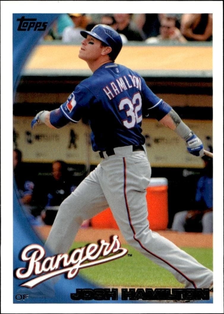 Josh Hamilton 2010 Topps #175 Baseball Trading Card - Front 2010 Topps Josh Hamilton #175 baseball trading card front