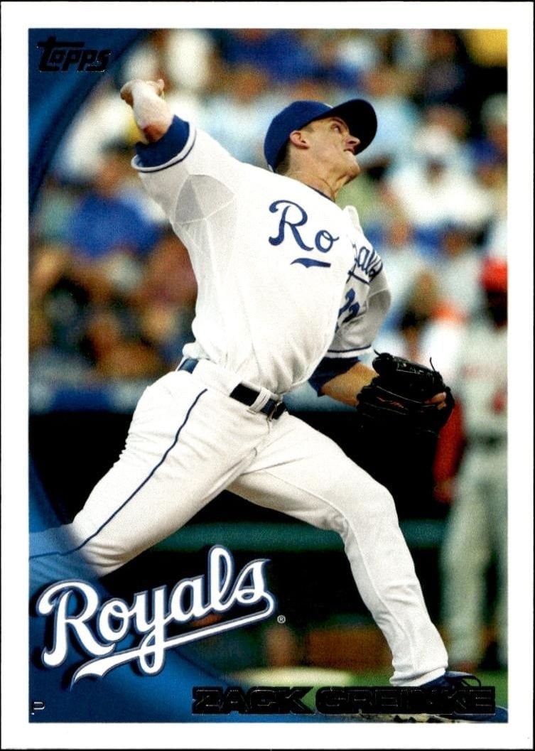 Zack Greinke 2010 Topps #50 Baseball Trading Card - Front 2010 Topps Zack Greinke #50 baseball trading card front