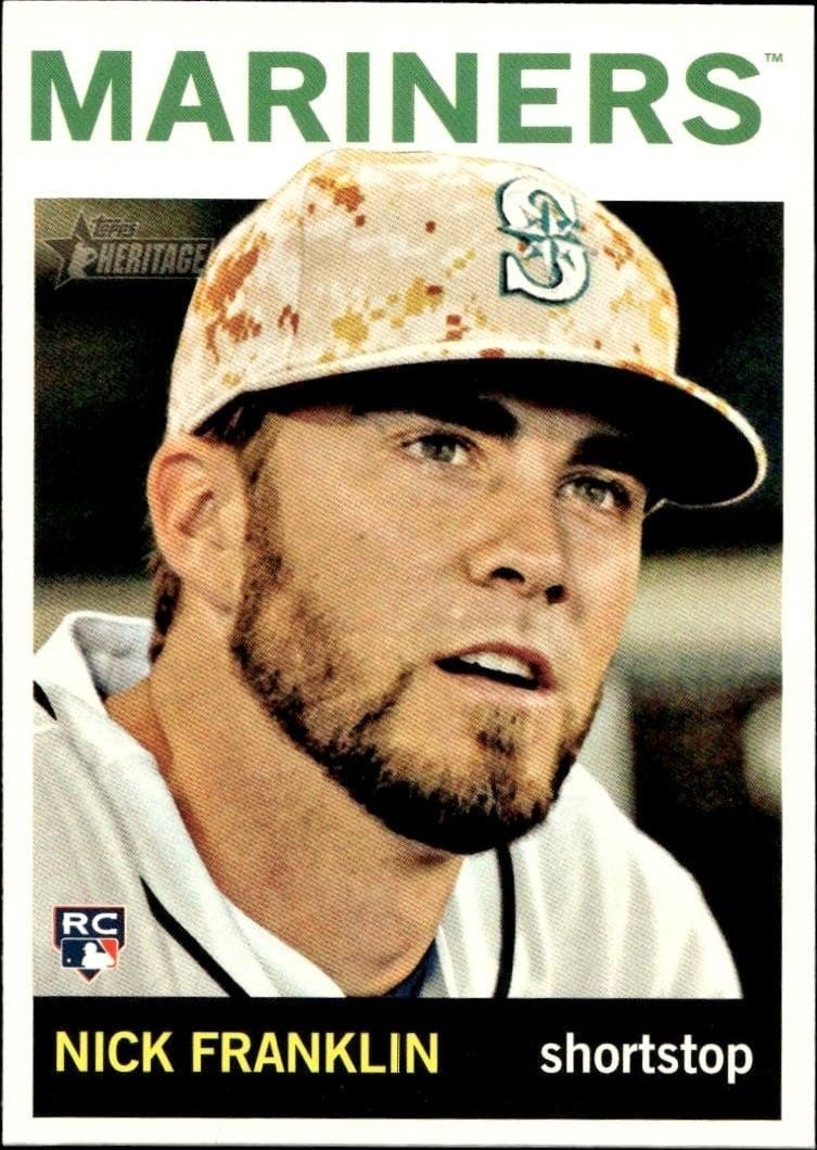 Nick Franklin 2013 Topps Heritage High Number #H581 Baseball Trading Card - Front 2013 Topps Heritage High Number Nick Franklin #H581 baseball trading card front
