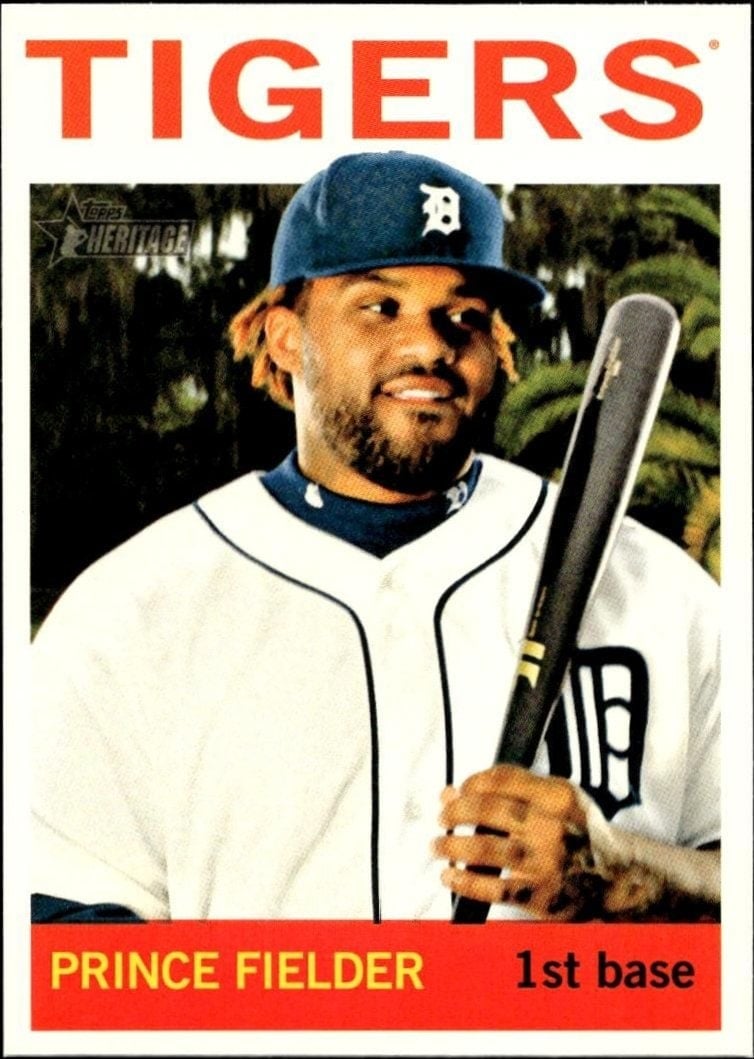 Prince Fielder 2013 Topps Heritage #250 Baseball Trading Card - Front 2013 Topps Heritage Prince Fielder #250 baseball trading card front
