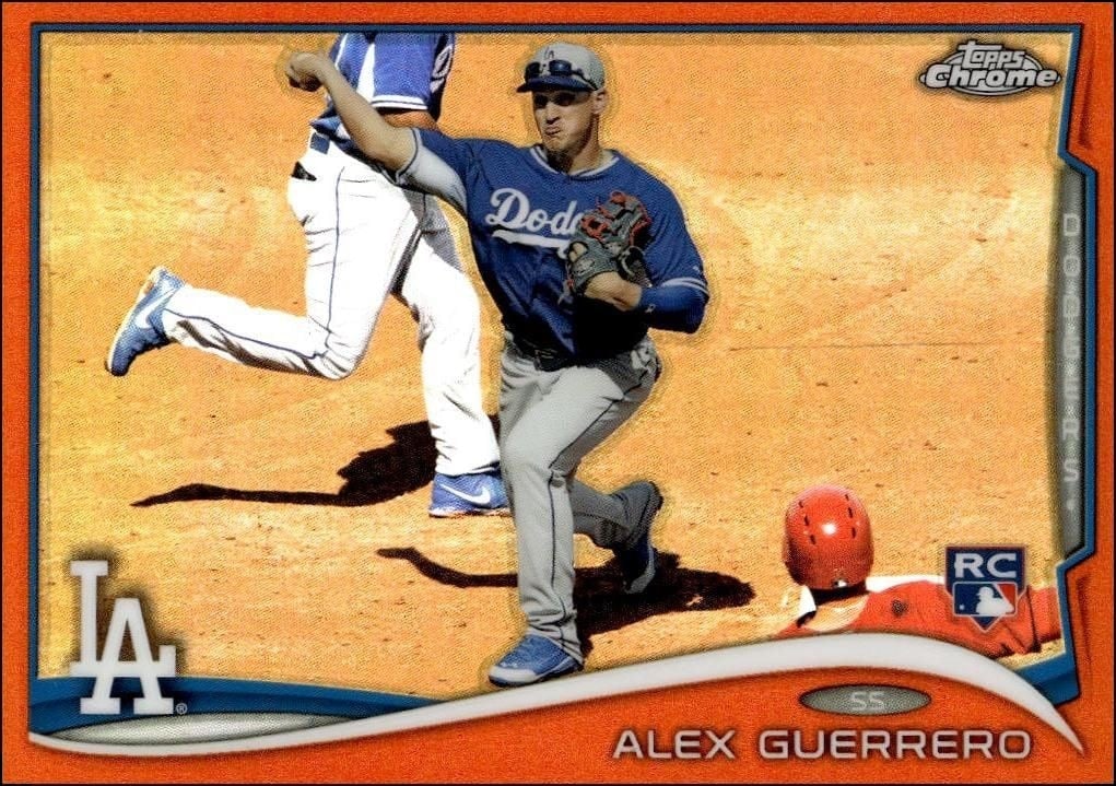 Alex Guerrero 2014 Topps Chrome #14 Baseball Trading Card - Front 2014 Topps Chrome Alex Guerrero #14 baseball trading card front