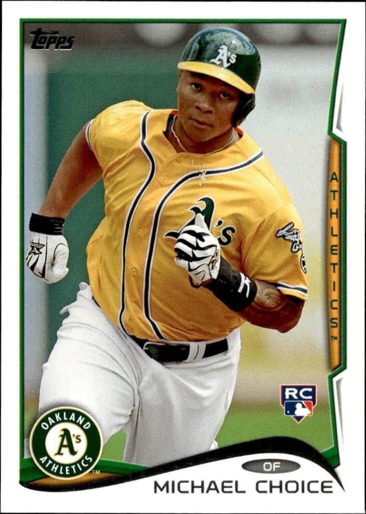 Michael Choice 2014 Topps #27 Baseball Trading Card - Front 2014 Topps Michael Choice #27 baseball trading card front