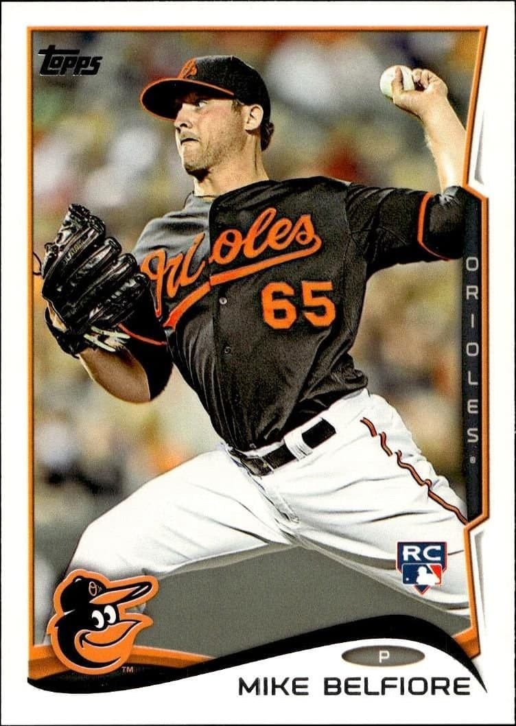 Mike Belfiore 2014 Topps Series 2 #516 Baseball Trading Card - Front 2014 Topps Series 2 Mike Belfiore #516 baseball trading card front