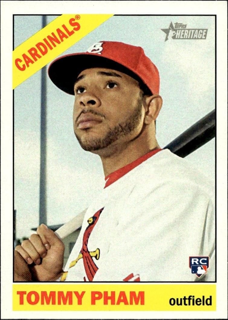 Tommy Pham 2015 Topps Heritage #567 Baseball Trading Card - Front 2015 Topps Heritage Tommy Pham #567 baseball trading card front
